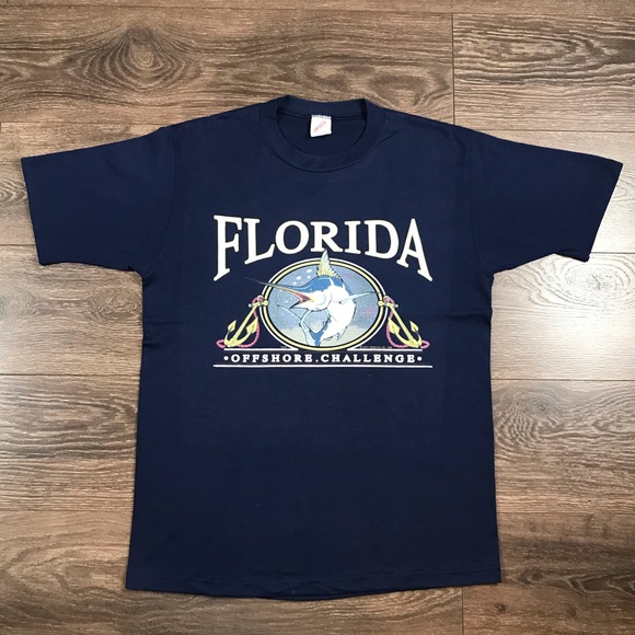 Jerzees Florida Offshore Challenge Men’s Vintage 90’s Fishing T-Shirt Size Large - Picture 1 of 7